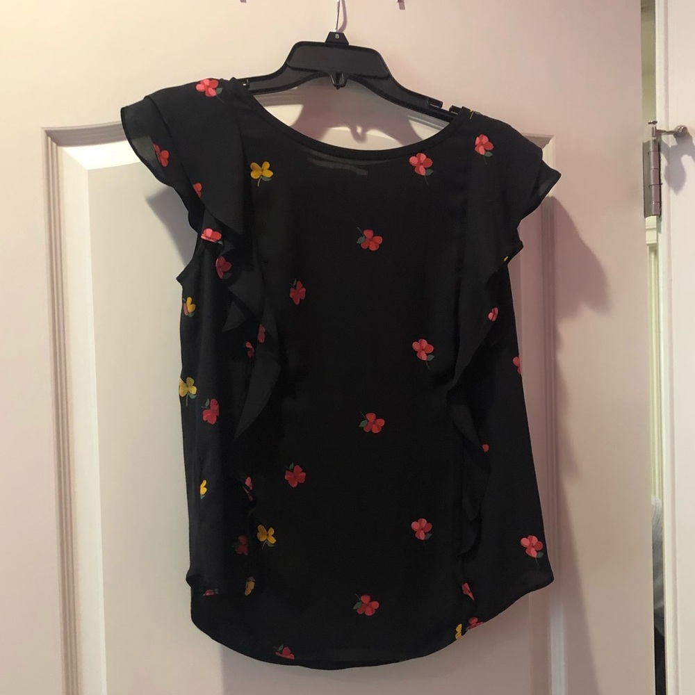 Black flowery Loft blouse (XS)